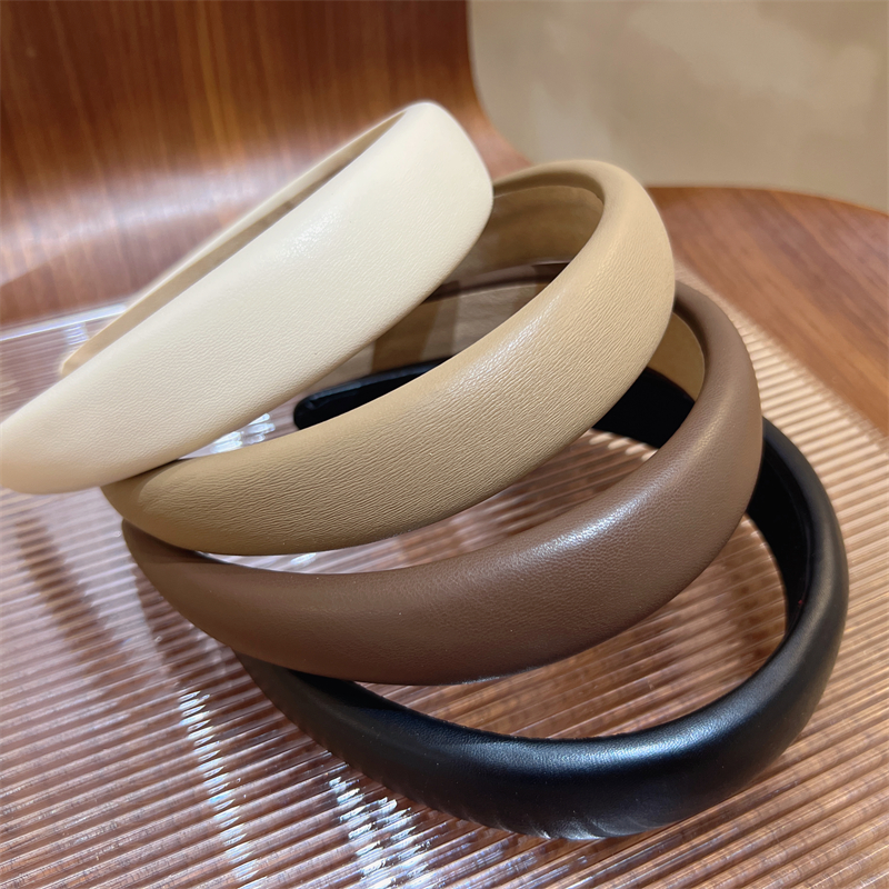 发箍pu皮复古法式奶茶色系头箍