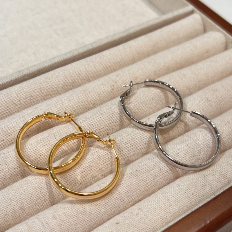 复古时髦老钱风大素圈合金耳环