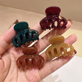 韩版 莫兰迪色小巧抓夹高颅顶刘海夹时尚 洋气亚克力小号爪夹发夹女