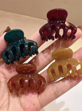 韩版莫兰迪色小巧抓夹高颅顶刘海夹时尚洋气亚克力小号爪夹发夹女