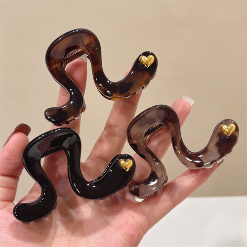 简约时尚豹纹晕染PC鲨鱼夹抓夹