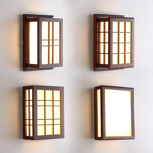 日式复古壁灯实木卧室餐厅墙壁灯