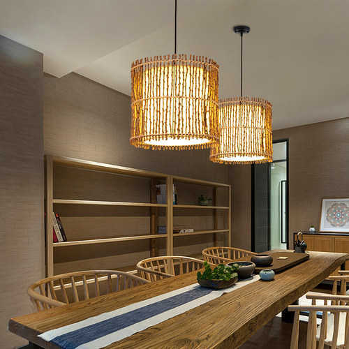 中式藤艺吊灯创意个性餐厅卧室灯饭店农家乐阳台过道田园装饰灯具 - 封面