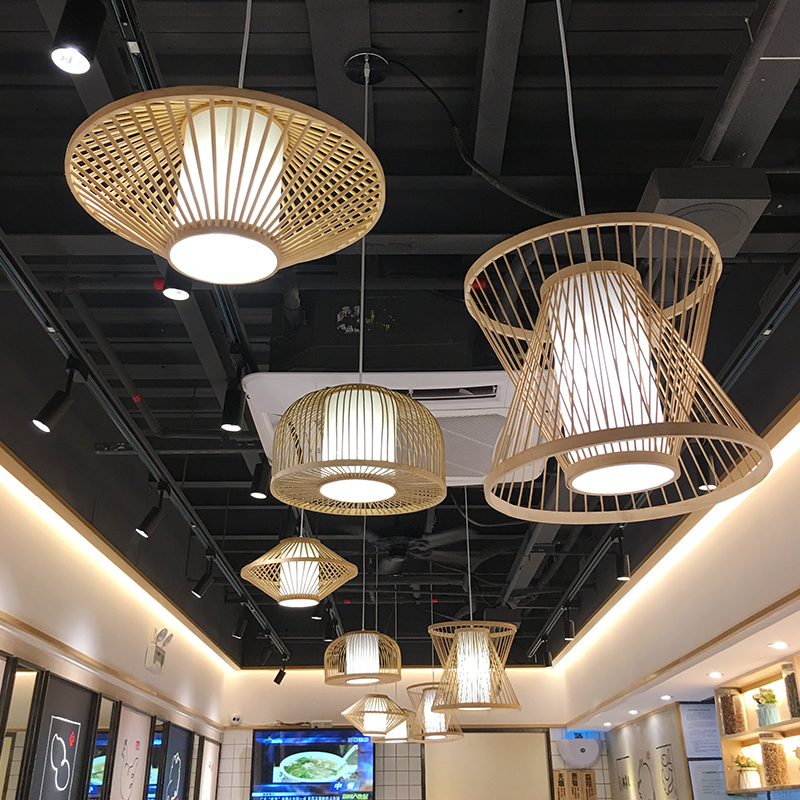 现代简约竹编个性店铺商用吊灯日式料理店餐厅面馆卧室民宿吧台灯