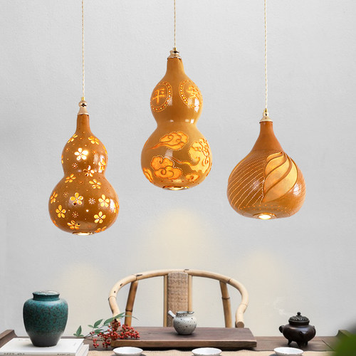 赶灯荟网红天然葫芦雕刻吊灯中式