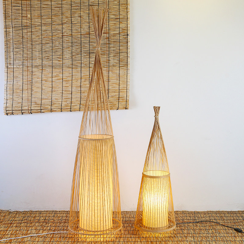 赶灯荟日式竹艺落地台灯新中式禅意卧室客厅茶室装饰极有家立式灯
