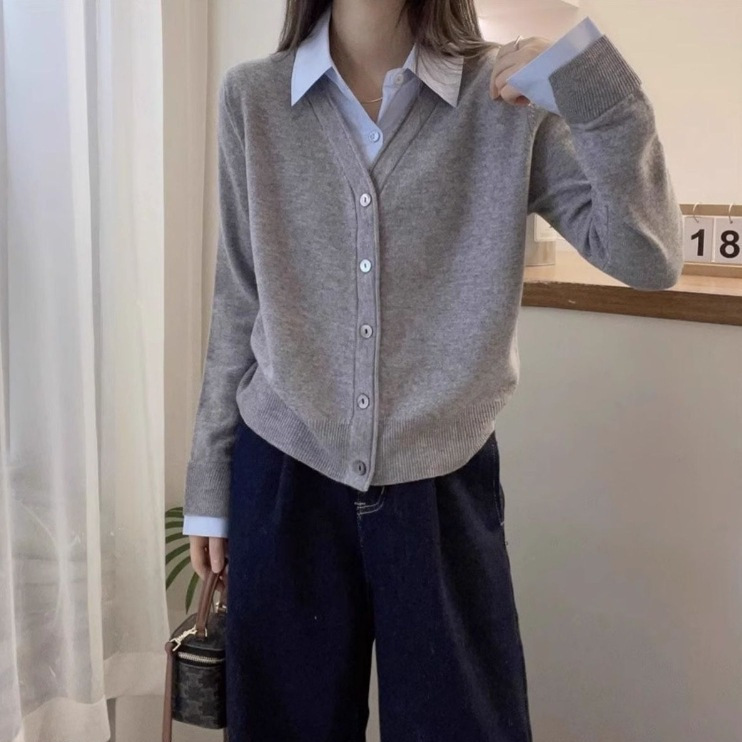 针织开衫女2023春秋季新款小个子短款外搭软糯气质慵懒风毛衣