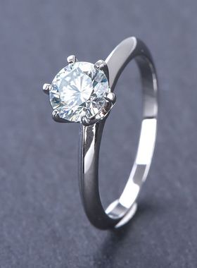 美国经典六爪925银婚戒定制