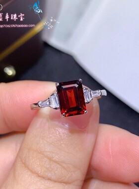 纯银吊坠玫瑰金本命年石榴石戒指