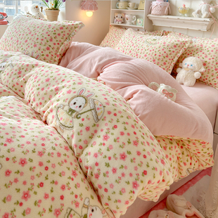 2025新款 牛奶绒被套单件150x200x230加厚珊瑚绒被罩法兰绒单独冬