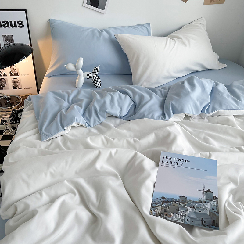 北欧风水洗棉纯色四件套