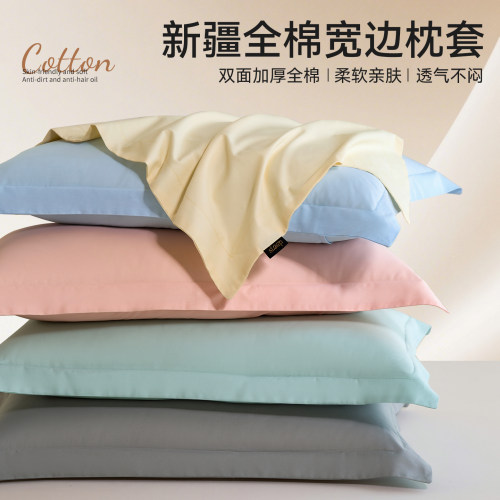 新疆全棉枕套48cmx74cm一对装家用成人纯色防头油宽边枕头内胆套