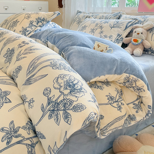 2025新款 牛奶绒被套单件150x200x230加厚珊瑚绒被罩法兰绒单独冬
