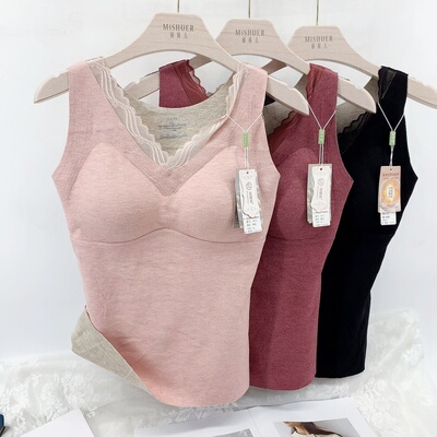 自发热内穿打底背心蕾丝加绒