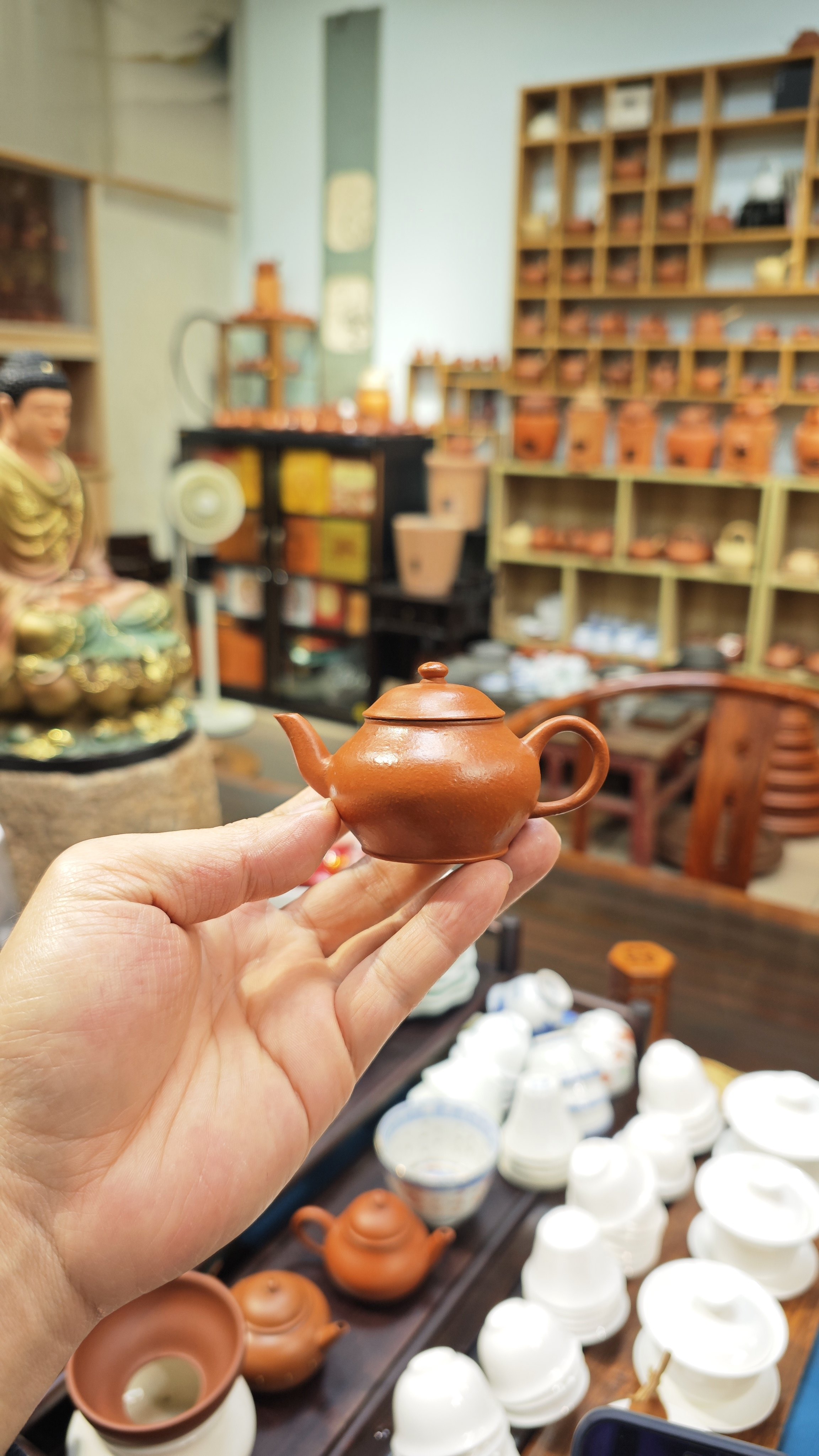 陈继湘摹古宫灯壶粗砂鸡蛋黄泥纯手工手拉潮州手拉壶容量60毫升
