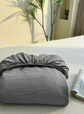 极简风纯灰色全包床笠单件床垫床罩学生宿舍床亲肤保护罩四季通用