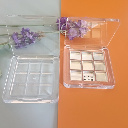 【现货】迷你版透明方盒九色粉盒方形AS塑料盒 分装压盘眼影口红