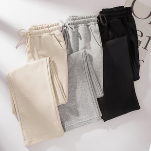 秋冬季2025新款窄版直筒卫裤女士运动休闲加绒垂感阔腿春秋小个子