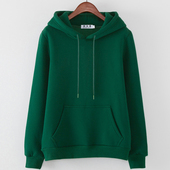秋冬加绒卫衣女连帽加厚2025新款 正肩纯色大码 纯棉绿色宽松春秋潮