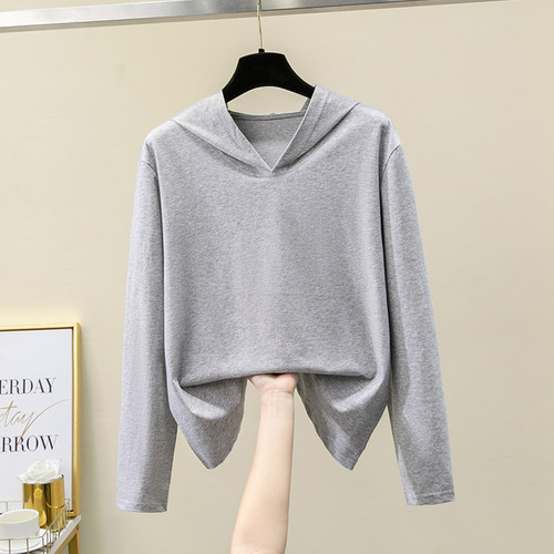 班米曼连帽长袖t恤女薄款