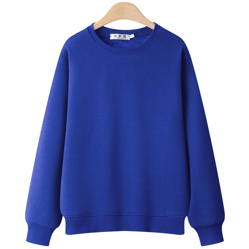 秋冬正肩卫衣女圆领2025新款爆款无帽加绒加厚大码春宝蓝显瘦长袖