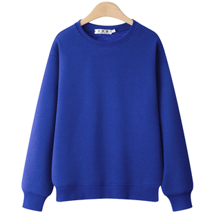 秋冬正肩卫衣女圆领2025新款爆款无帽加绒加厚大码春宝蓝显瘦长袖