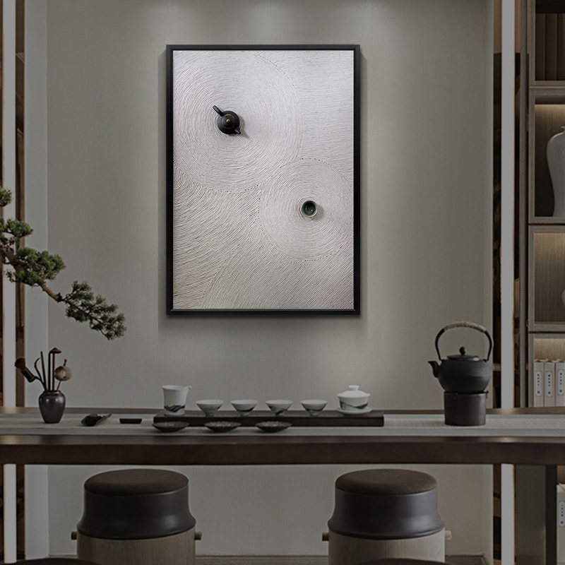 墨一新中式实物茶壶立体墙画茶楼会所极简禅意装饰画原创手工挂画