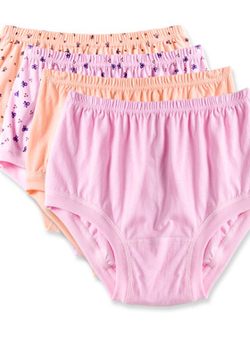 胖老人内裤女纯棉高腰短裤中老年人三角裤老太太裤头薄妈妈红色