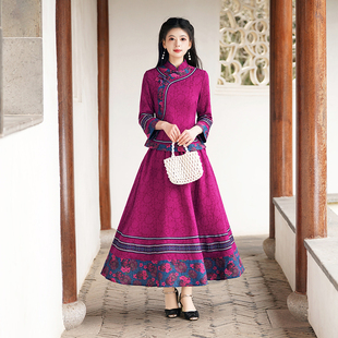 中国风改良旗袍套装 民族风套装 女春秋提花唐装 女装 两件套时尚 新款