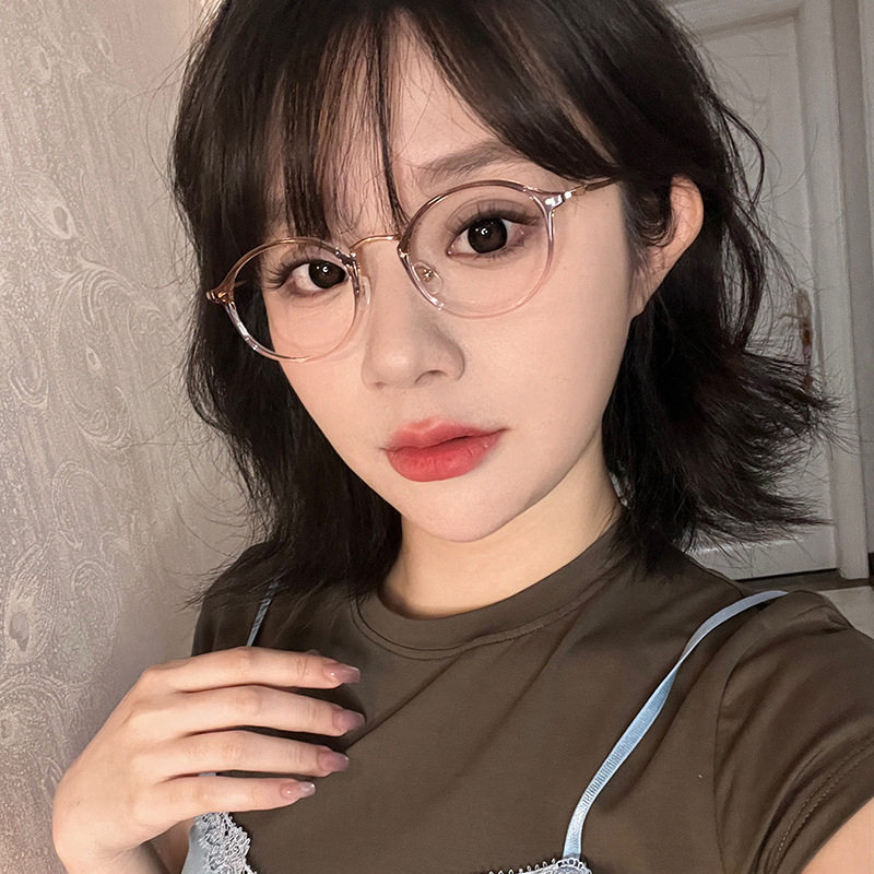 热销超轻半框眼镜女近视可配度数素颜神器显瘦金属眼镜框架