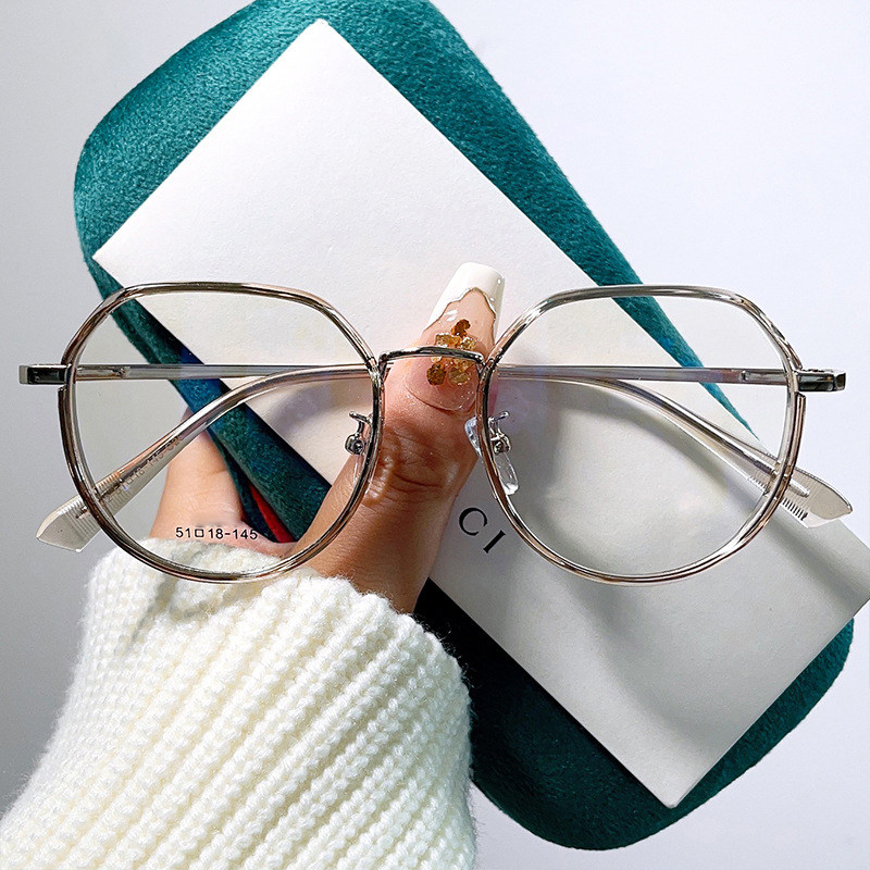 潮流时尚圆框文艺复古TR90精致男女全框细框边可配近视防蓝光眼镜