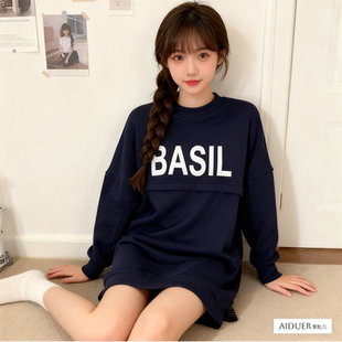 横拉链春季 外出辣妈穿搭喂奶潮妈外穿卫衣连衣裙 哺乳期上衣服春装