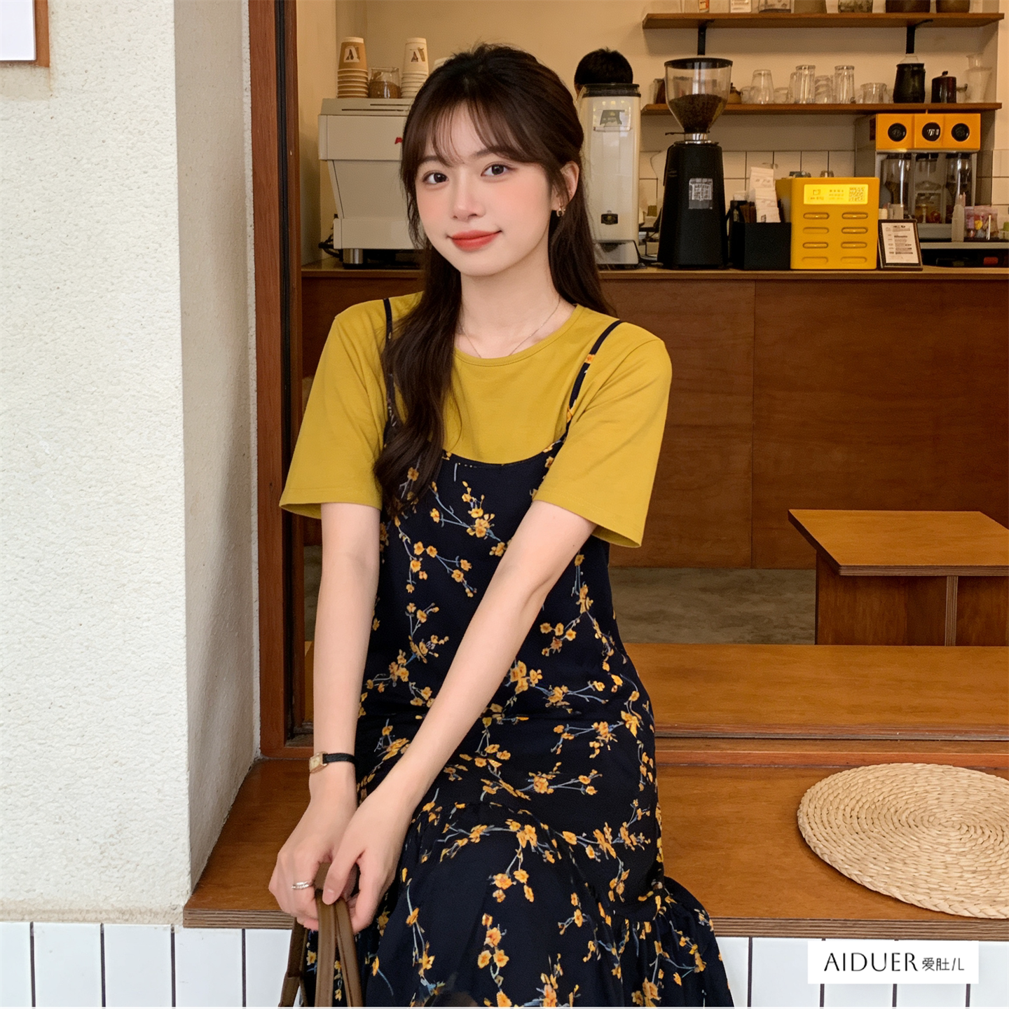 碎花裙子过膝吊带长裙夏天哺乳期衣服夏装外出辣妈喂奶外穿连衣裙图片
