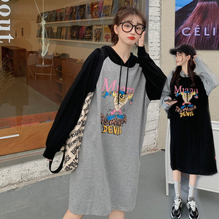 可外穿潮妈秋装 卫衣哺乳期上衣服外出辣妈秋季 连衣裙子秋冬季 长款