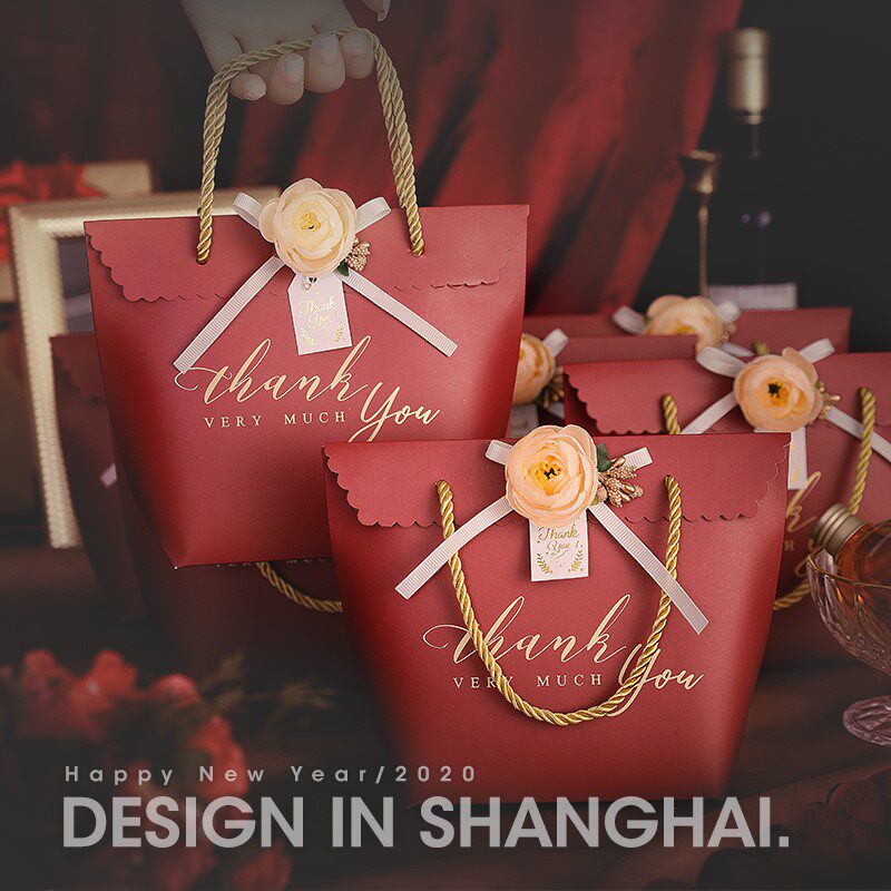 结婚喜糖礼品袋wedding candy box  portable gift bag packaging