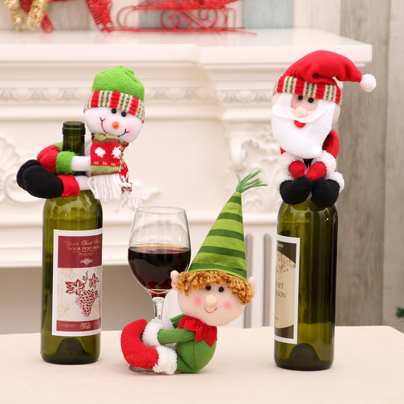 圣诞酒瓶套christmas doll bottle set small wine bottle neck