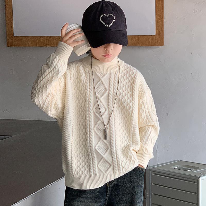 男童毛衣白色秋冬款2025新款加厚