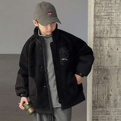 男童外套2025新款冬季加厚毛毛衣