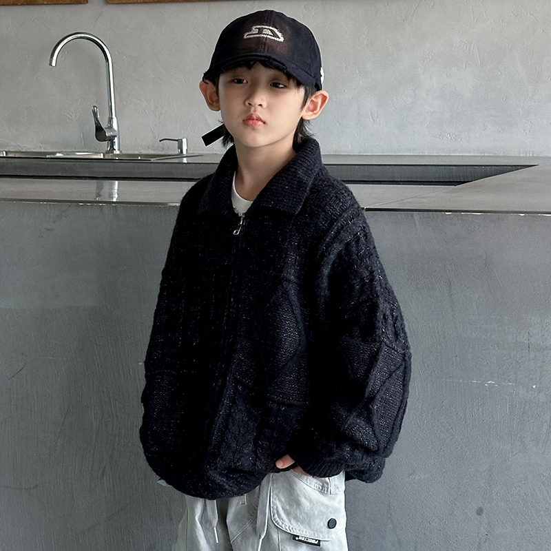 纯色亮点毛衣开衫外套男童秋冬款