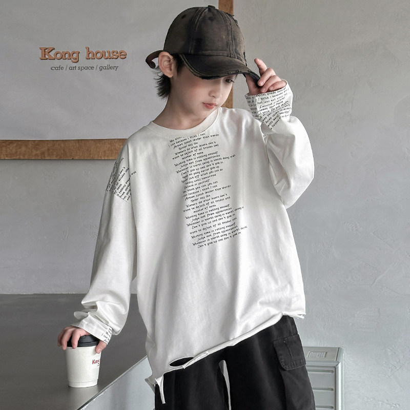 男童破洞t恤长袖春秋款2025新款儿童宽松百搭上衣中大童打底衫潮T,童装/婴儿装/亲子装,T恤,淘宝优惠券,粉丝福利购,淘宝优惠卷