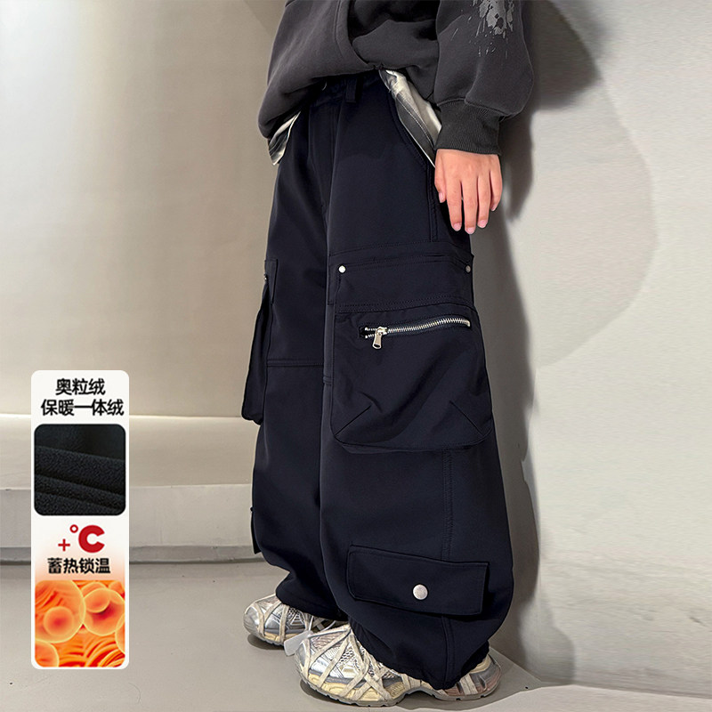 男童一体绒裤子加厚2025新款冬季男大童冬装阔腿裤儿童加绒工装裤,童装/婴儿装/亲子装,裤子,淘宝优惠券,粉丝福利购,淘宝优惠卷