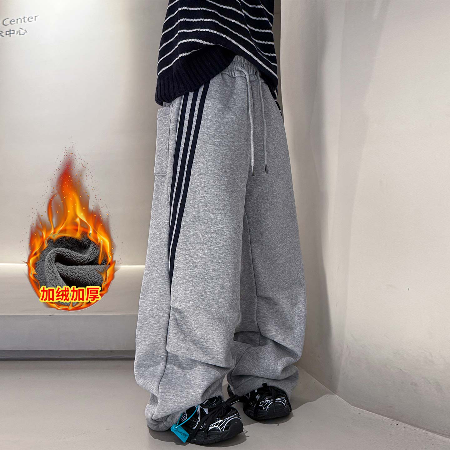 男童裤子2025新款冬季加厚一体绒