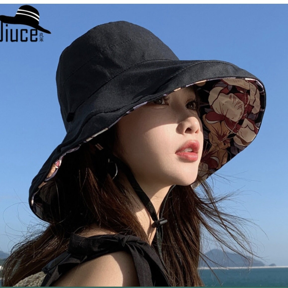 夏季全棉透气大檐防晒渔夫帽女