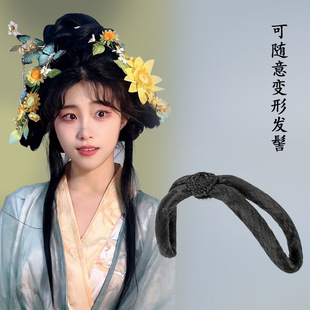古装假发连翘发髻花神汉服发型一体式古风基础打底发髻懒人发型