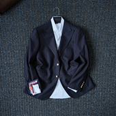 CssuGent那不勒斯皇后高定西服男绅士优雅藏青色双排扣雅痞西装 潮