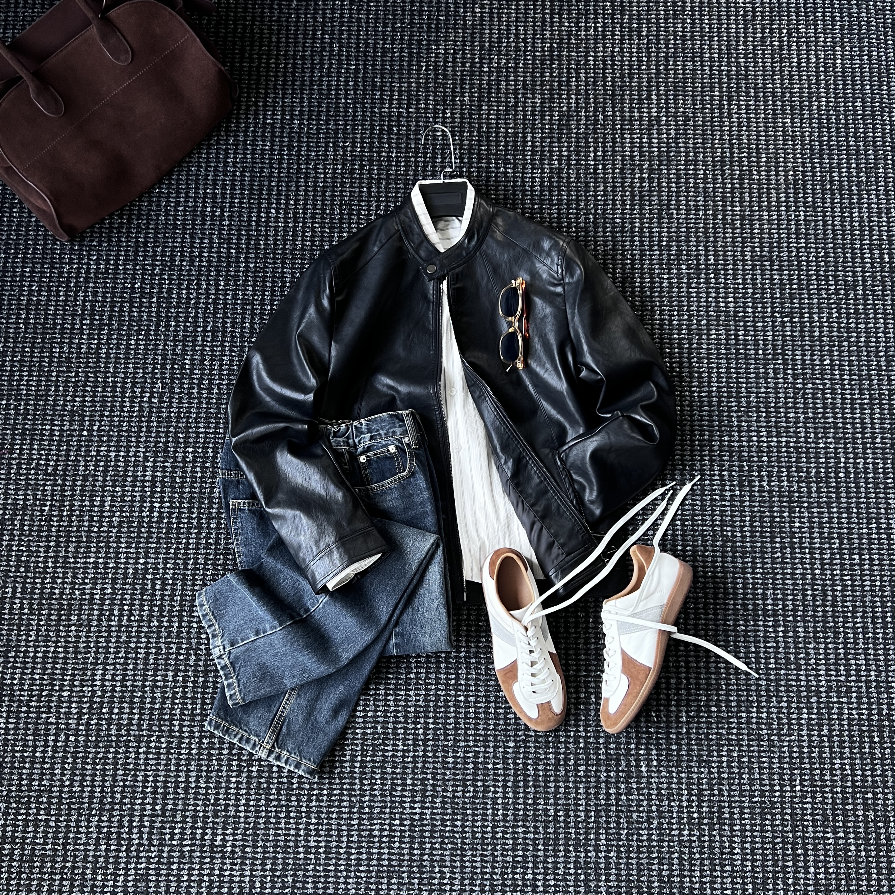 男修身痞帅高端皮衣外套潮