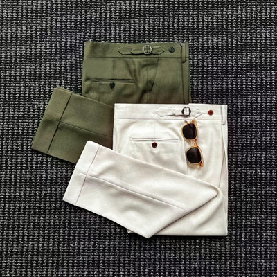 CssuGent那不勒斯皇后天丝麻直筒西裤男绅士商务通勤高端轻奢裤子