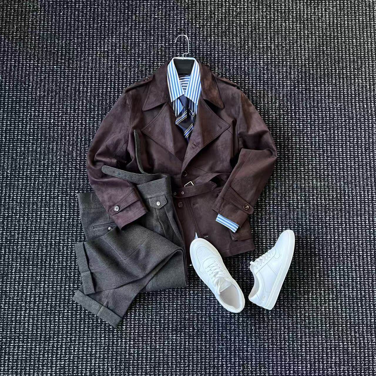 皮绒经典短款皮衣夹克男