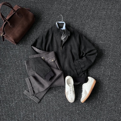 老钱哈灵顿高端麂皮绒夹克男