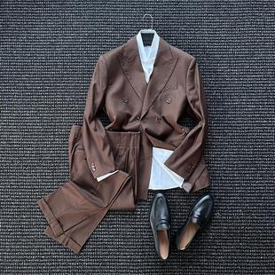 戗驳领双排扣商务正装 意式 时尚 男士 礼服 那不勒斯双排扣西服套装